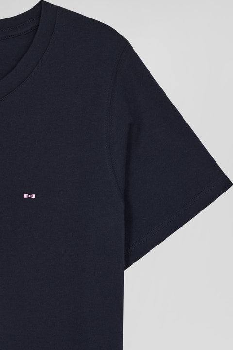 T-shirt femme manches courtes en coton bleu marine coupe Regular - Image 3