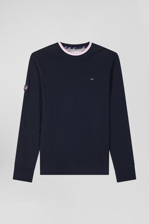 Regular navy blue XV de France long-sleeved cotton T-shirt - Image 2