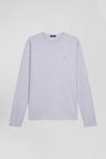 Regular grey long-sleeved cotton T-shirt
