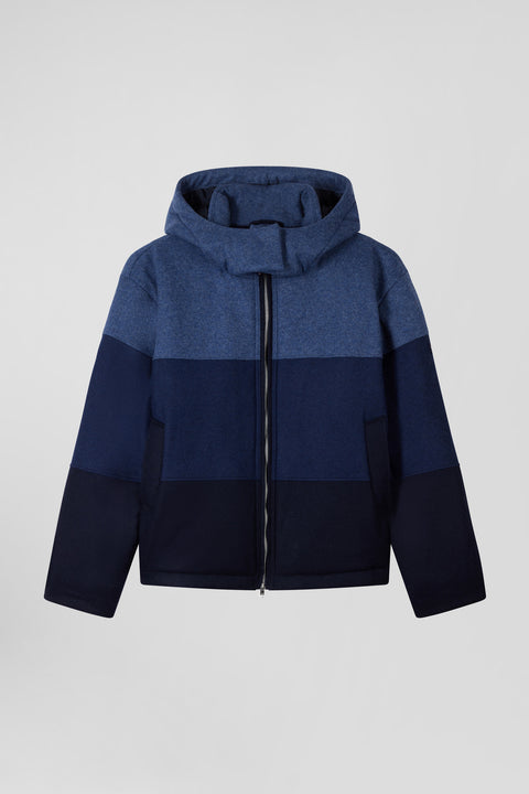 Navy blue hooded wool jersey jacket - Image 2