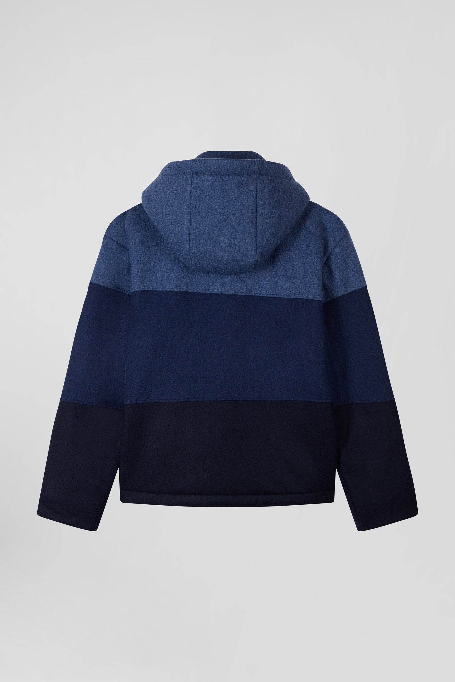 Blouson zippe a capuche en jersey de laine bleu marine Eden Park