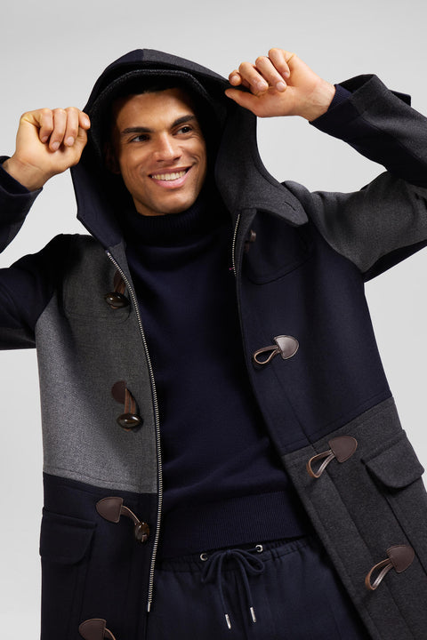 Navy blue wool blend cut and sewn duffle coat - Image 3