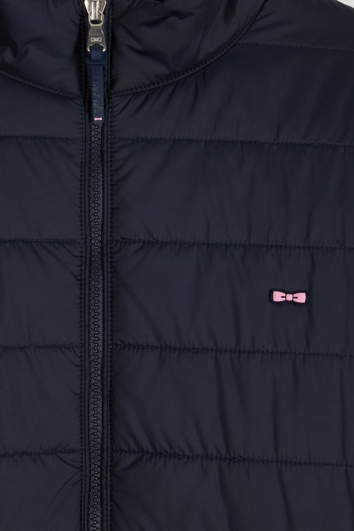 Navy blue long-sleeved high collar down jacket