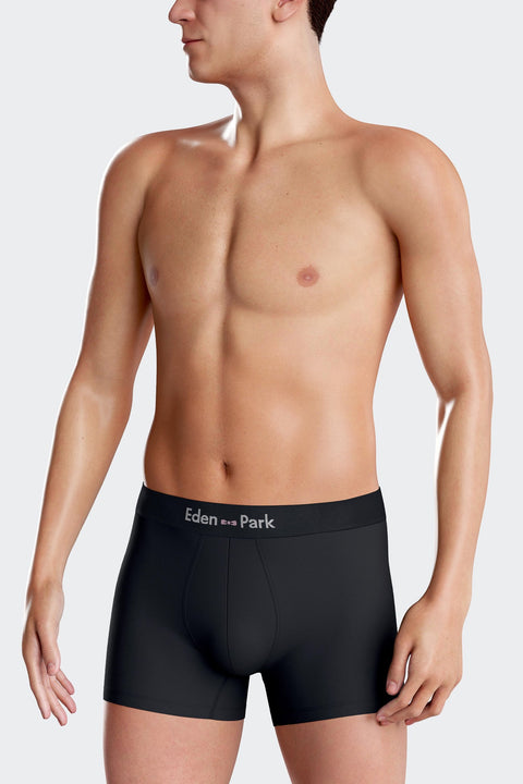 Set of 2 navy blue stretch cotton boxers with pink stripes - Image 3