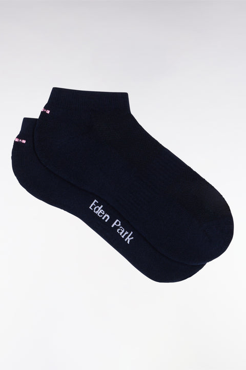 Chaussettes basses en coton stretch mélangé marine - Image 1