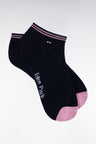 Chaussettes basses en coton stretch mélangé marine bordure rayée