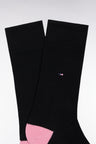 Chaussettes en coton stretch mélangé noires à renforts roses