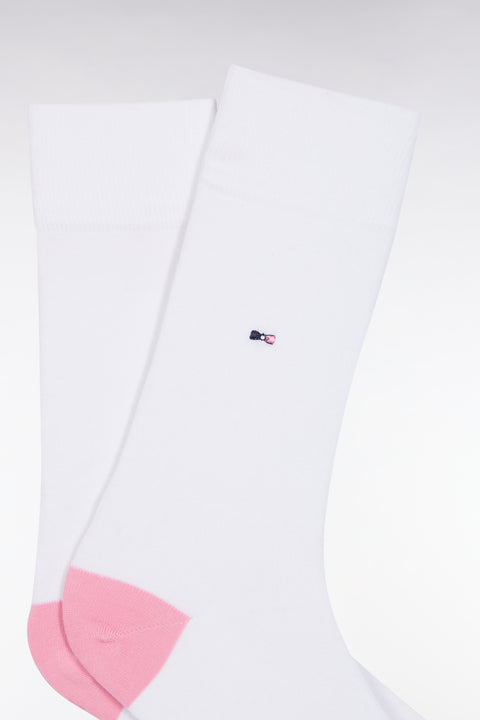 Chaussettes en coton mélangé blanches à renforts roses - Image 2