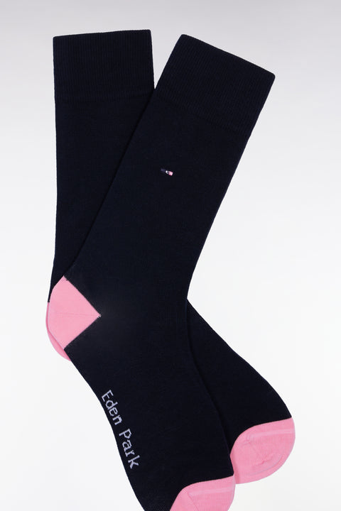 Chaussettes en coton mélangé bleues à renforts roses - Image 2