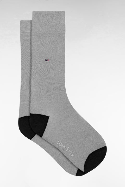 Chaussettes en coton mélangé grises à renforts marine - Image 1