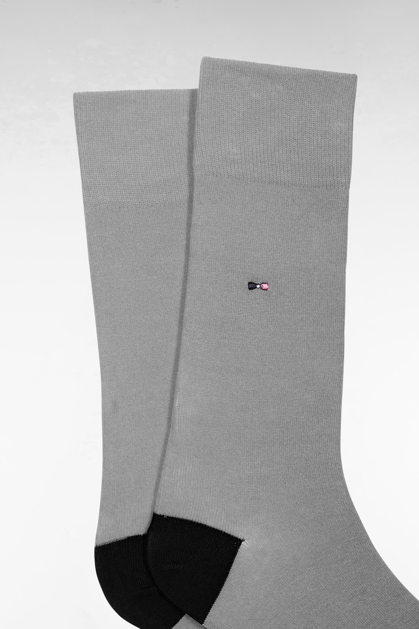 Chaussettes en coton mélangé grises à renforts marine