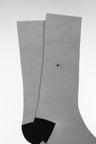 Chaussettes en coton mélangé grises à renforts marine