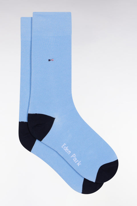 Chaussettes en coton mélangé marine à renforts roses - Image 1