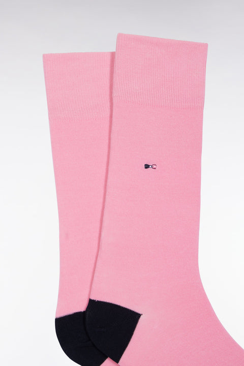 Chaussettes en coton mélangé roses à renforts marine - Image 2