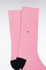 Chaussettes en coton mélangé roses à renforts marine