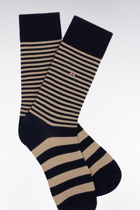 Chaussettes rayées en coton mélangé marine - Image 2