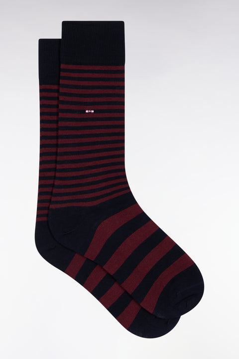 Chaussettes rayées en coton mélangé bordeaux - Image 1