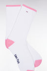 Chaussettes en coton mélangées blanches à renforts roses