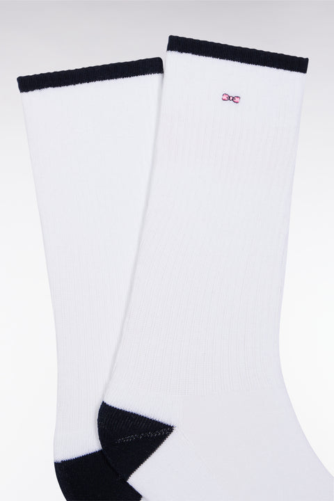 Chaussettes en coton mélangées blanches à renforts marine - Image 2