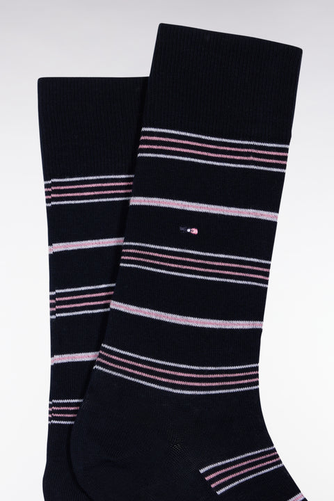 Chaussettes rayées en coton mélangé bleues - Image 2