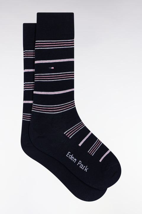 Chaussettes rayées en coton mélangé bleues - Image 1