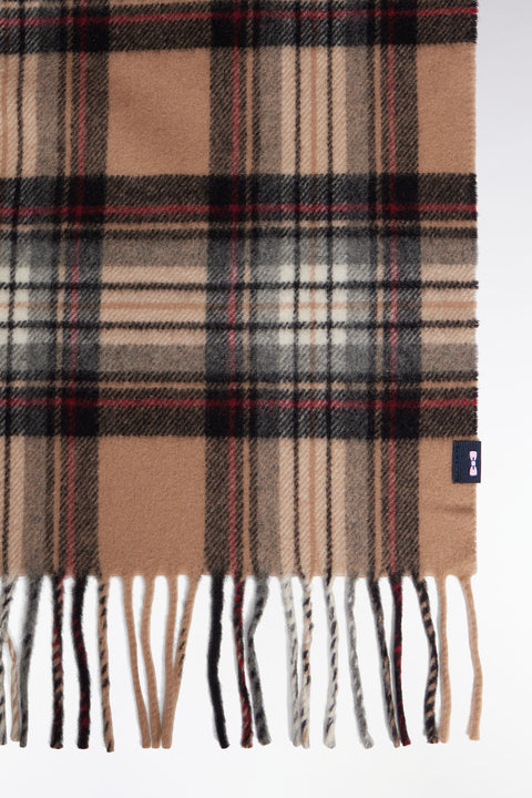 Écharpe en laine vierge à motifs Tartan camel - Image 2