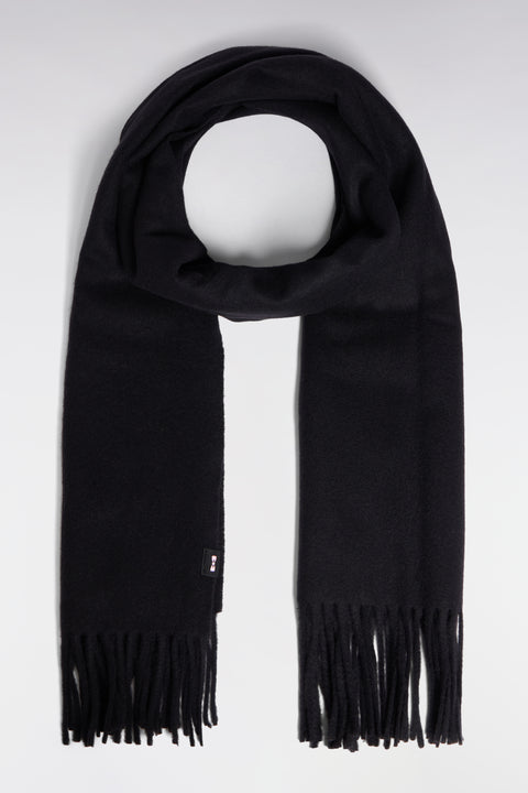 Écharpe frangée en laine vierge noire - Image 1
