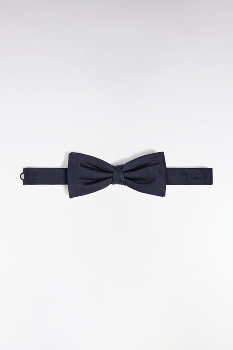 Nœud papillon en soie marine à micro-motifs nœuds papillon bleus - Image 1