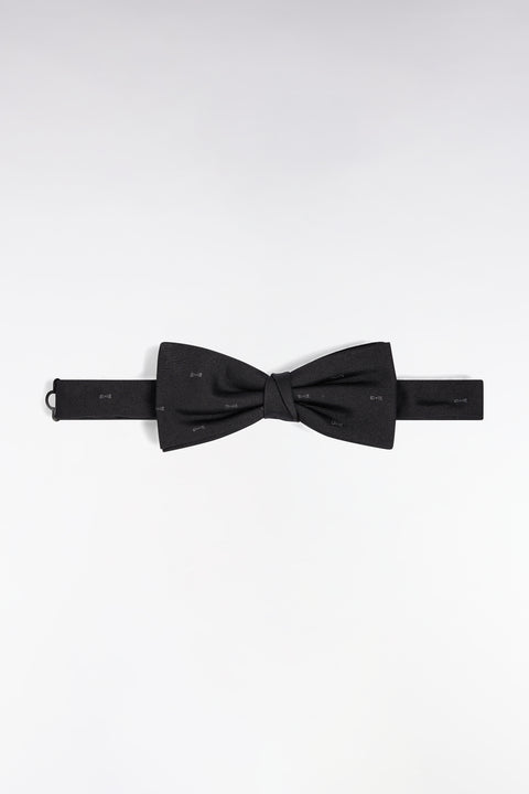 Nœud papillon en soie noir à micro-motifs nœuds papillon noirs - Image 1