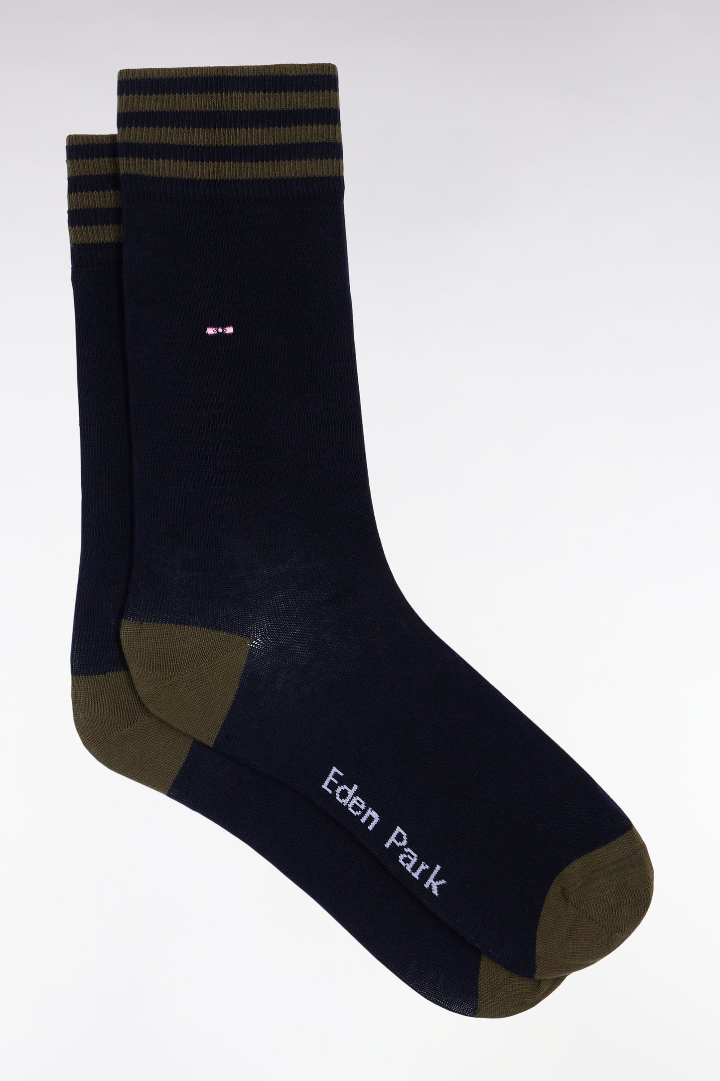 Lot de trois paires de chaussettes rayées roses et marine