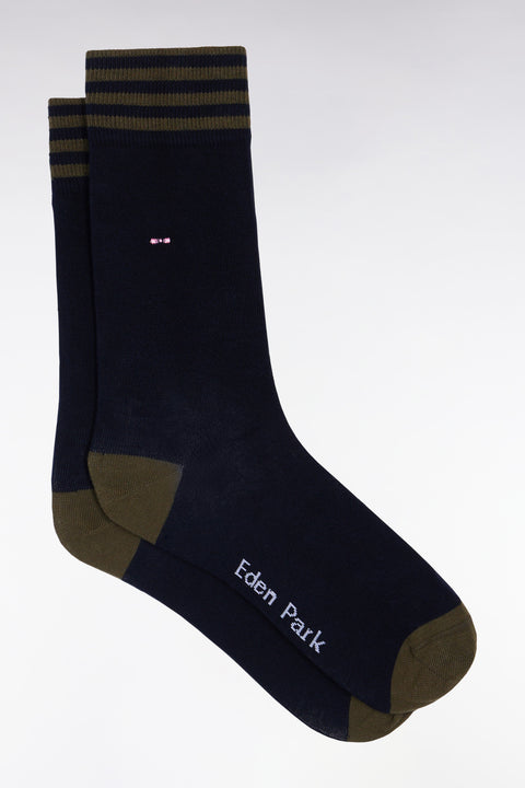 Lot de trois paires de chaussettes rayées roses et marine - Image 2