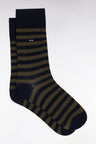 Set of three pairs of khaki and navy striped socks