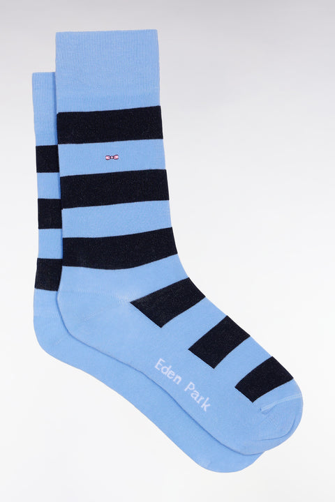 Lot de trois paires de chaussettes rayées ciel et marine - Image 1