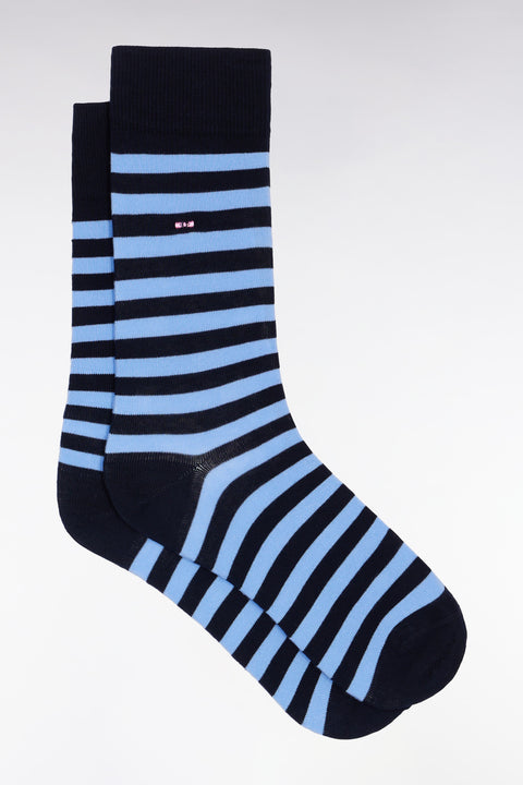 Lot de trois paires de chaussettes rayées ciel et marine - Image 2