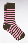 Lot de trois paires de chaussettes rayées kaki et marine