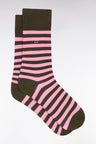 Lot de trois paires de chaussettes rayées kaki et marine