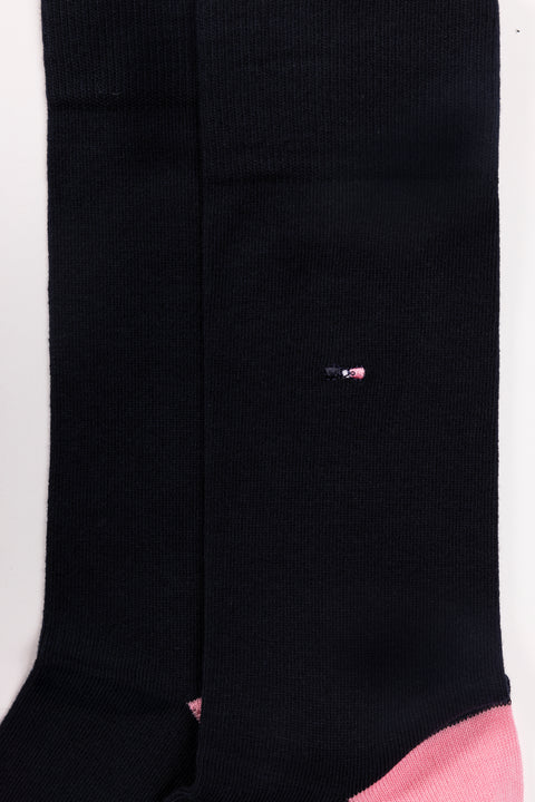 Lot de deux paires de chaussettes en coton stretch mélangé marine unies et rayées - Image 3