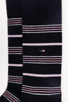 Lot de deux paires de chaussettes en coton stretch mélangé marine unies et rayées
