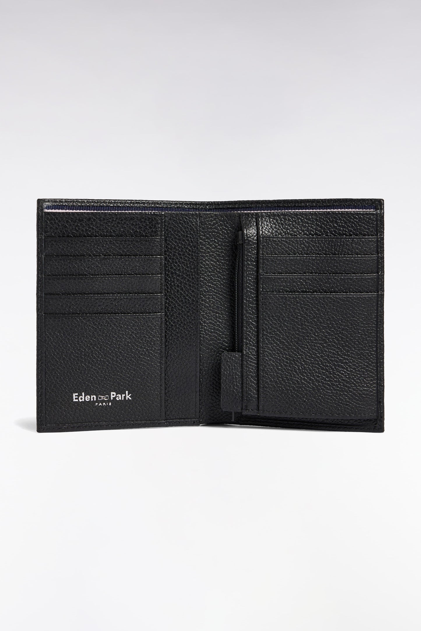 Portefeuille format français en cuir grainé noir