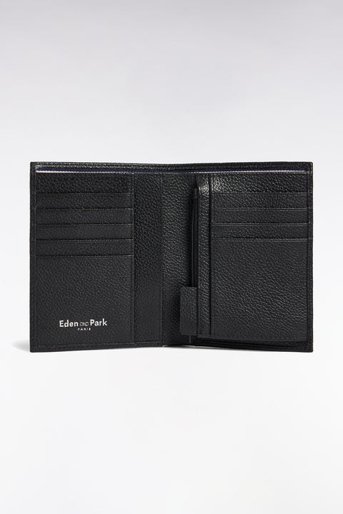 Portefeuille format français en cuir grainé noir - Image 1