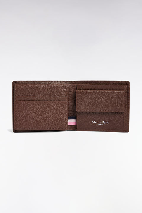 Portefeuille format italien en cuir grainé marron - Image 2