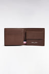 Portefeuille format italien en cuir grainé marron