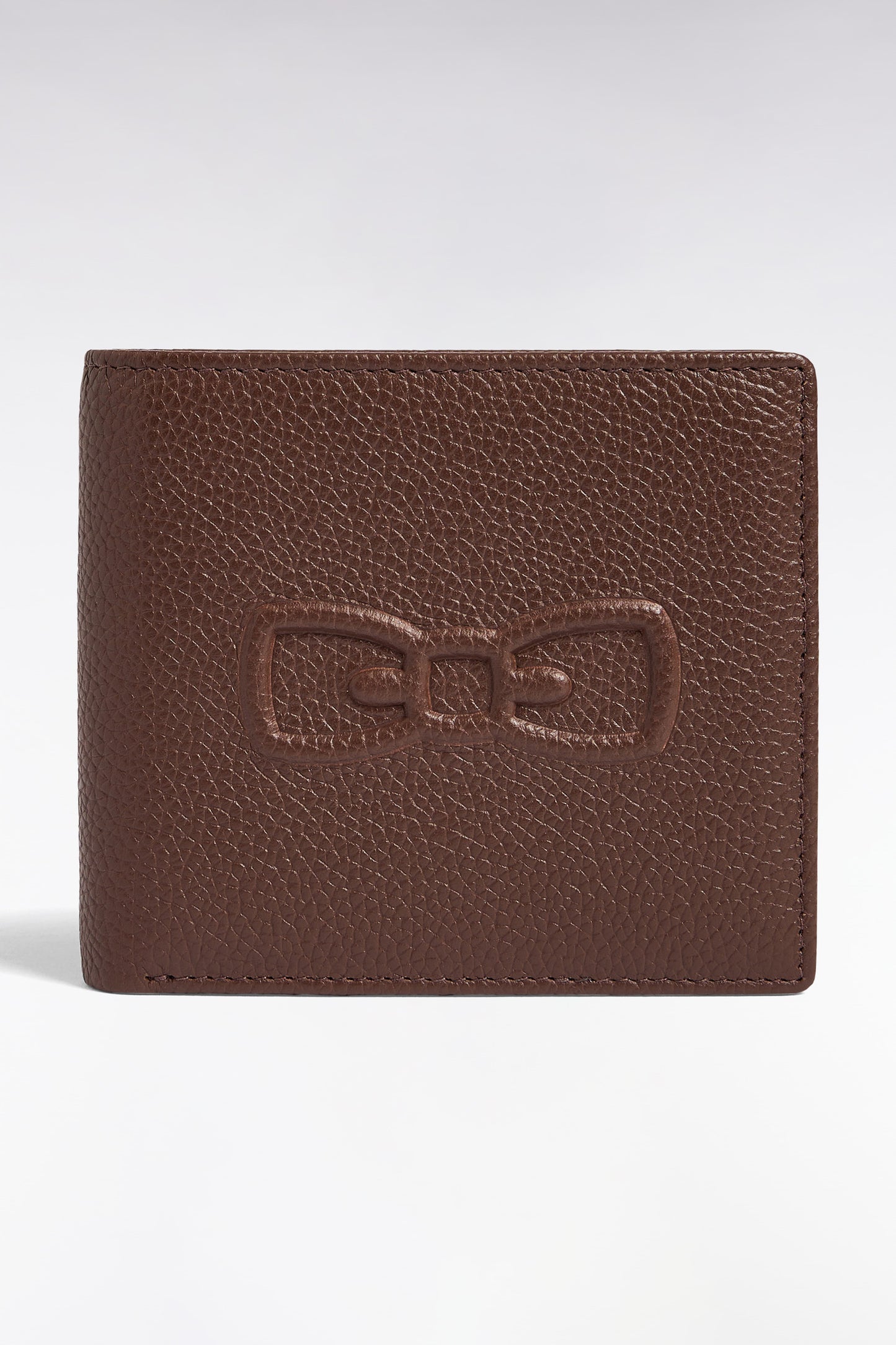 Portefeuille format italien en cuir grainé marron