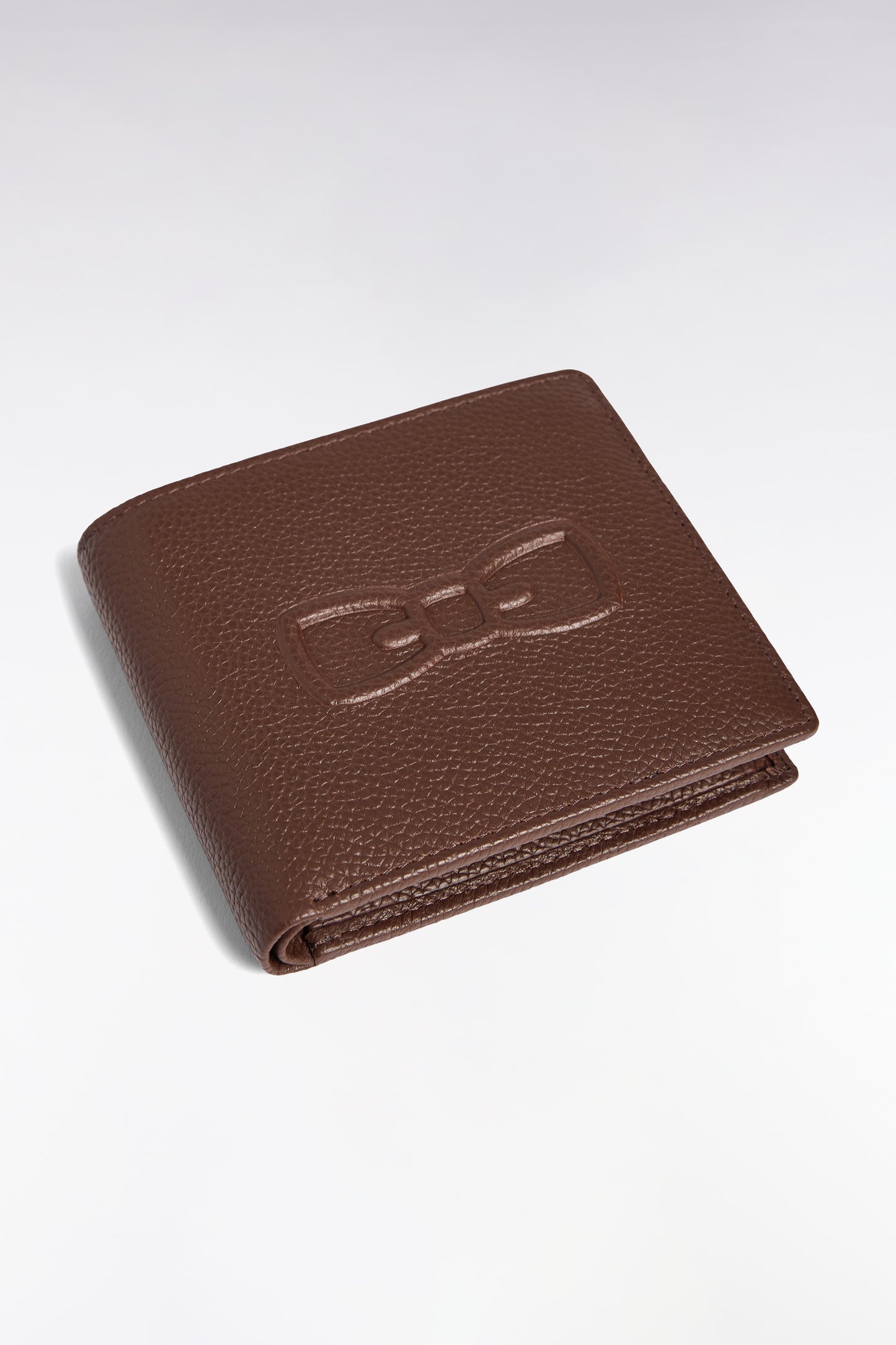 Portefeuille format italien en cuir grainé marron