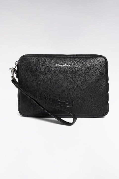 Pochette en cuir grainé noire - Image 1