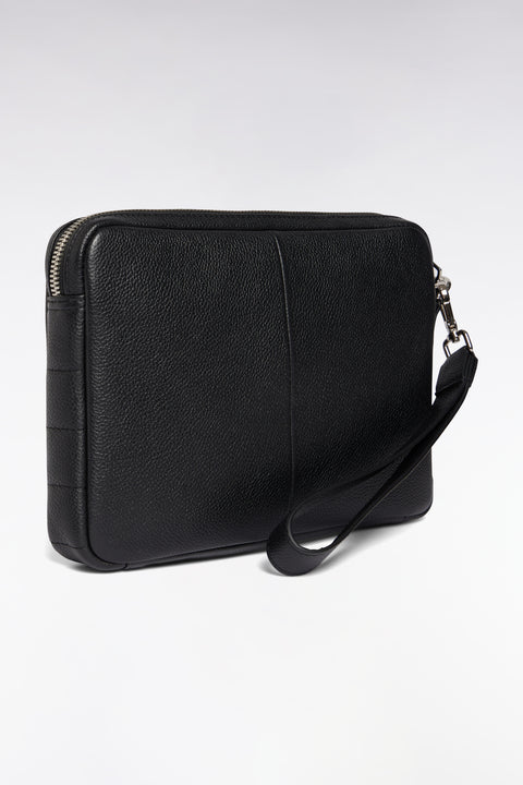 Pochette en cuir grainé noire - Image 2