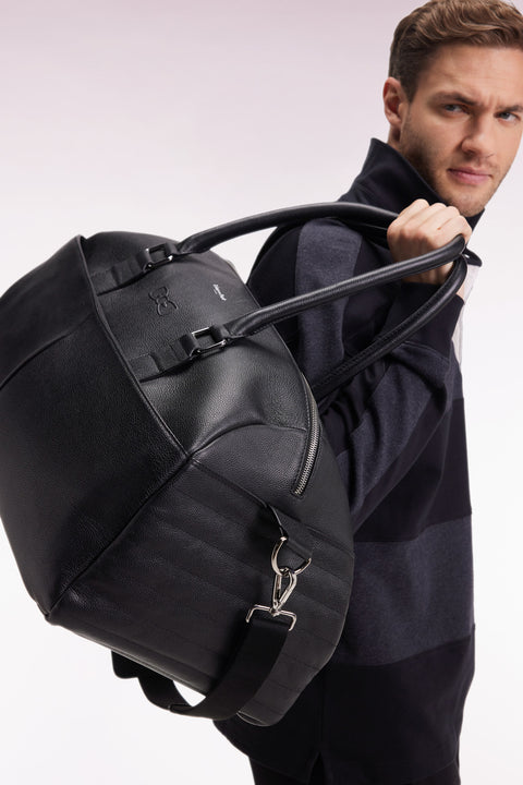 Sac de voyage en cuir grainé noir - Image 2