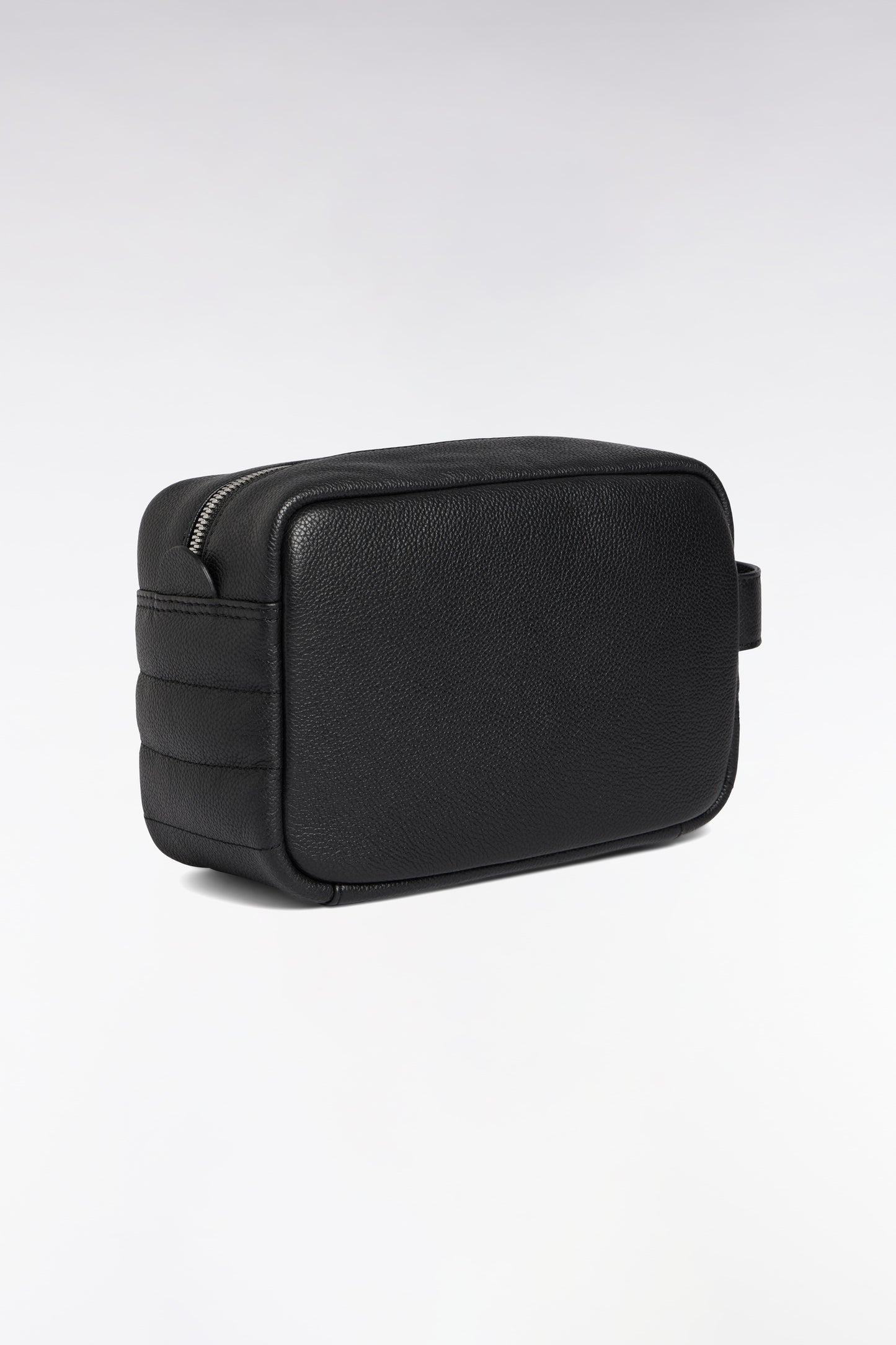 Trousse de toilette en cuir grainé noir