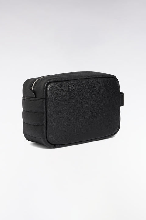 Trousse de toilette en cuir grainé noir - Image 2