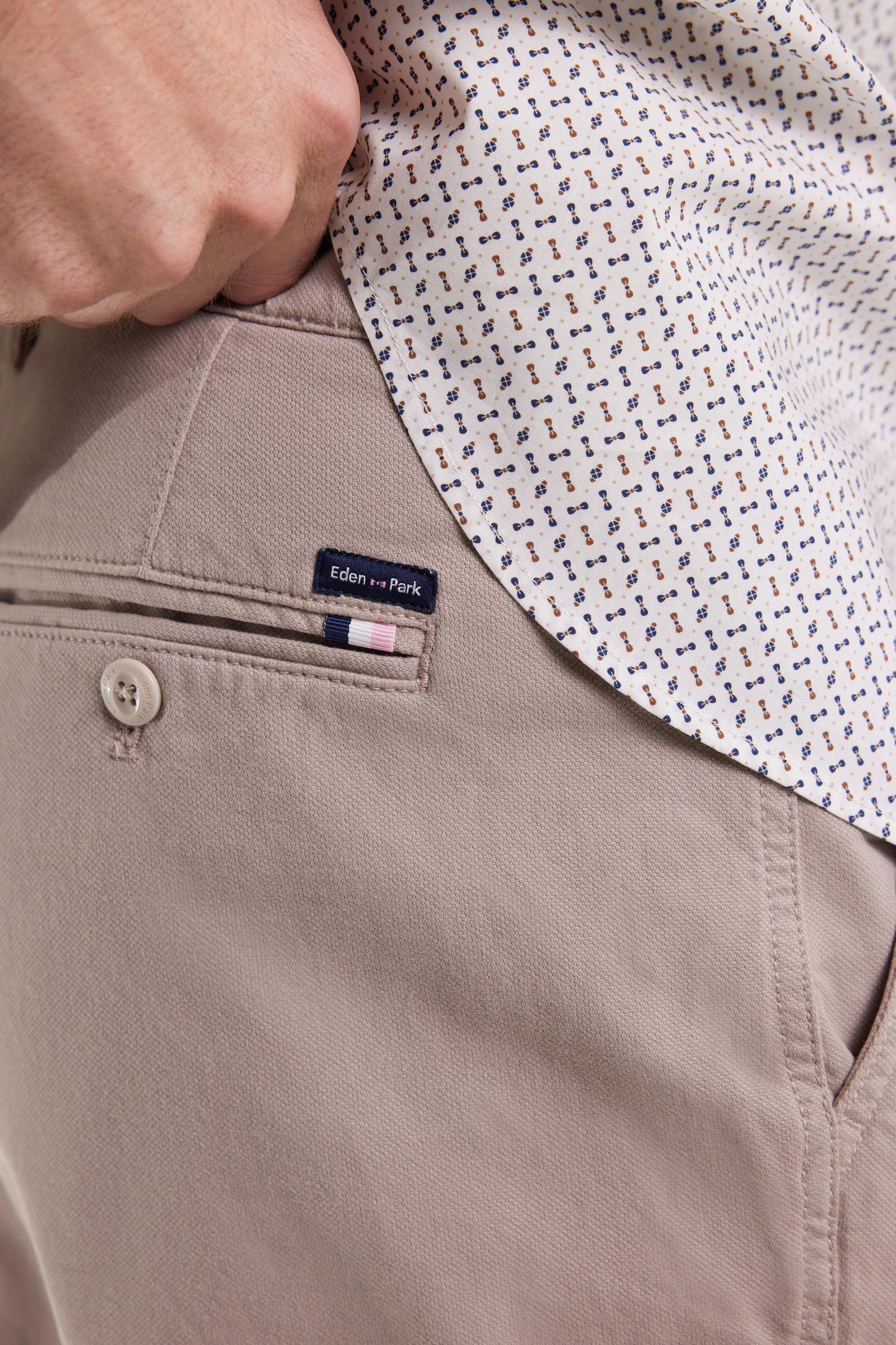 Pantalon chino sans plis en coton stretch beige clair